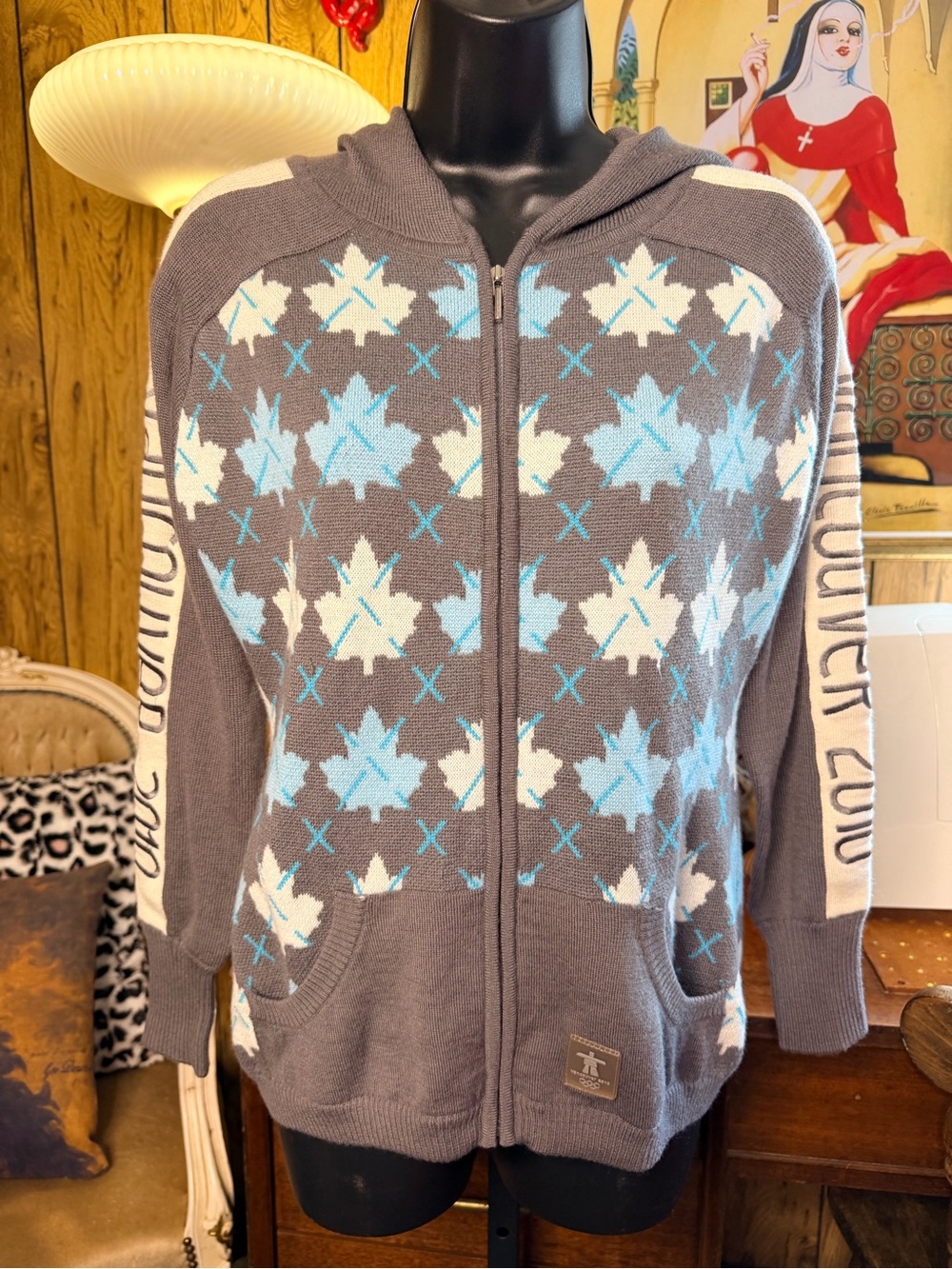 Vancouver 2010 Olympic Games Merino Wool Blend Hooded Zip Cardigan Sweater